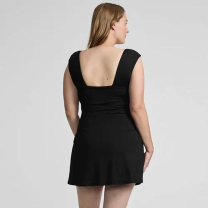 Women's NEW Smoothing Square Neck Ruched Swim Dress Swimsuit