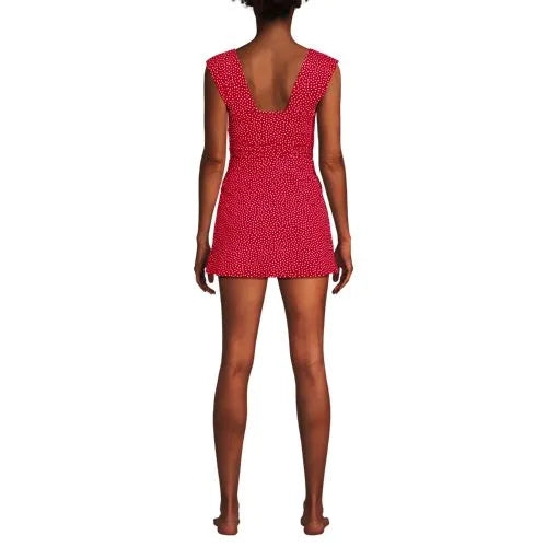Women's NEW Smoothing Square Neck Ruched Swim Dress Swimsuit