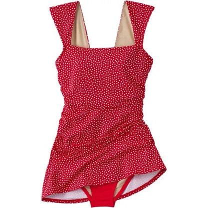 Women's NEW Smoothing Square Neck Ruched Swim Dress Swimsuit