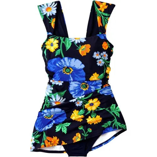 Women's NEW Smoothing Square Neck Ruched Swim Dress Swimsuit