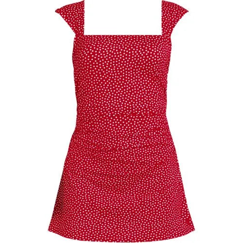 Women's NEW Smoothing Square Neck Ruched Swim Dress Swimsuit