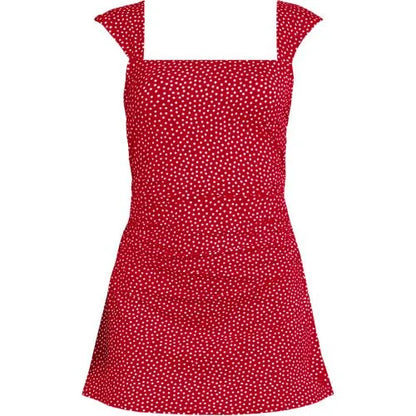 Women's NEW Smoothing Square Neck Ruched Swim Dress Swimsuit