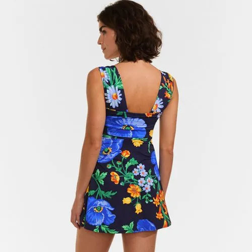 Women's NEW Smoothing Square Neck Ruched Swim Dress Swimsuit