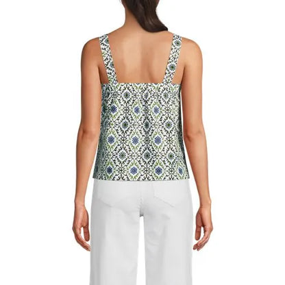 Women's Poplin Square Neck Sleeveless Shell