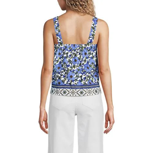 Women's Poplin Square Neck Sleeveless Shell