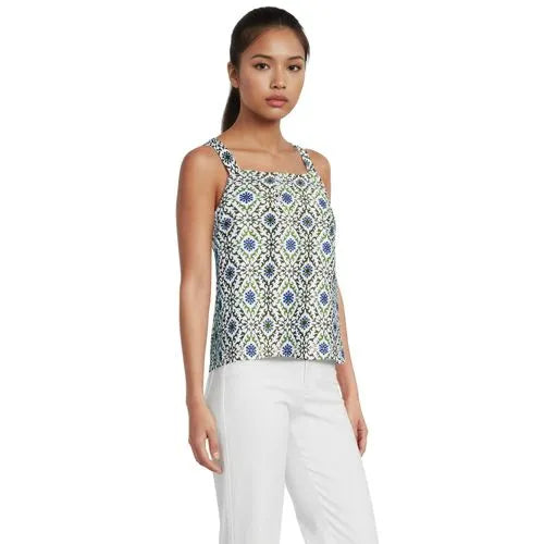 Women's Poplin Square Neck Sleeveless Shell