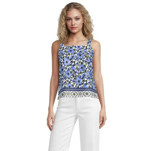 Women's Poplin Square Neck Sleeveless Shell