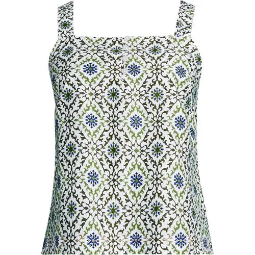 Women's Poplin Square Neck Sleeveless Shell