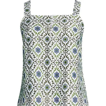 Women's Poplin Square Neck Sleeveless Shell