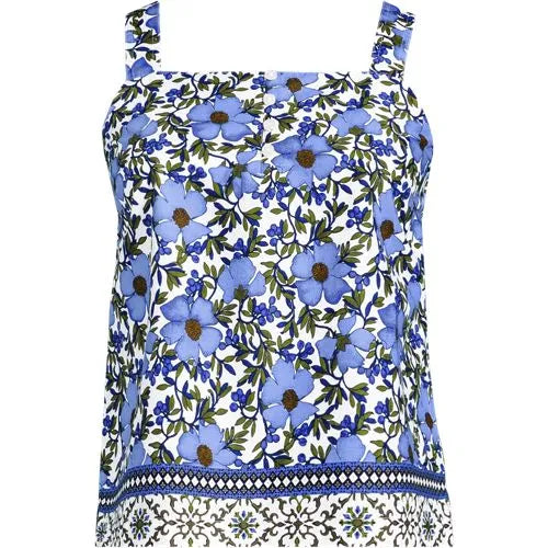 Women's Poplin Square Neck Sleeveless Shell