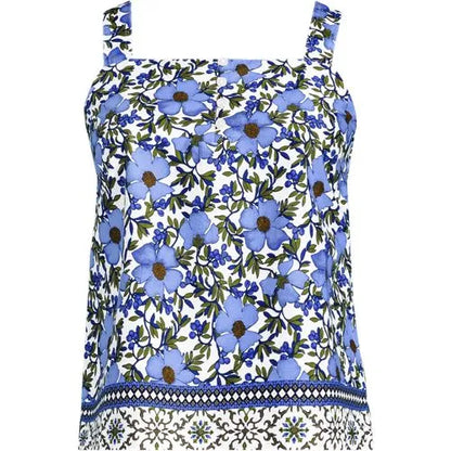 Women's Poplin Square Neck Sleeveless Shell