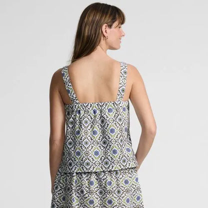 Women's Poplin Square Neck Sleeveless Shell