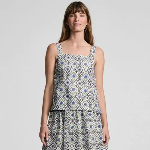 Women's Poplin Square Neck Sleeveless Shell