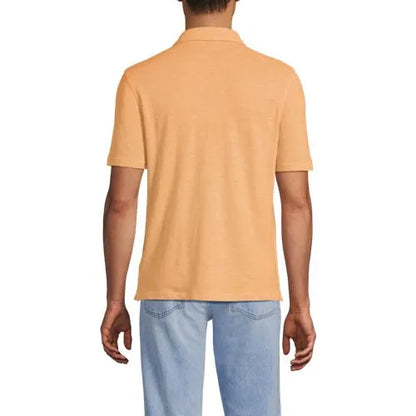 Men's Short Sleeve Cotton Linen Polo