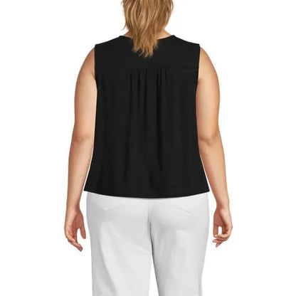 Women's Linen Blend Smocked Flowy Tank
