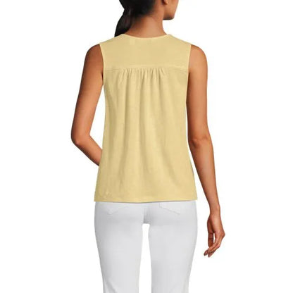Women's Linen Blend Smocked Flowy Tank