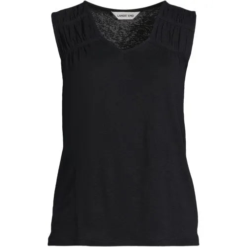Women's Linen Blend Smocked Flowy Tank