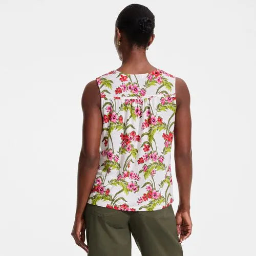 Women's Linen Blend Smocked Flowy Tank