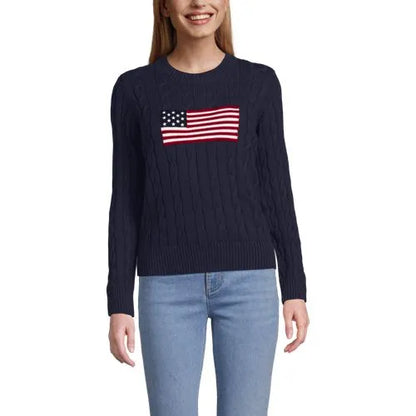 Women's American Flag Drifter Cable Sweater