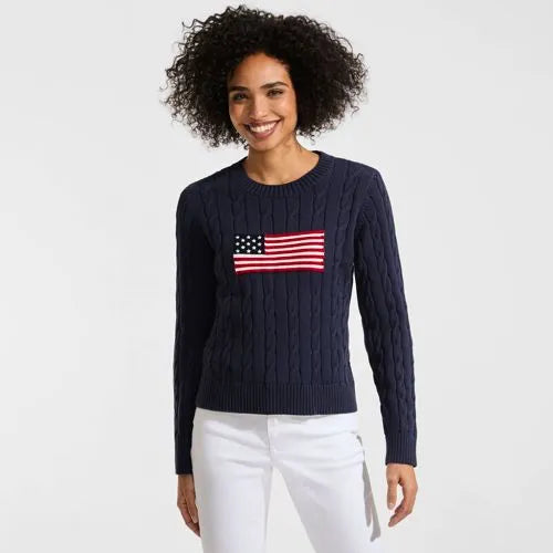 Women's American Flag Drifter Cable Sweater