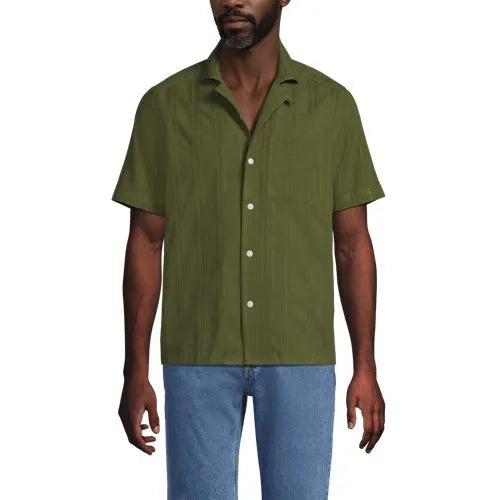 Men's Textured Camp Collar Shirt