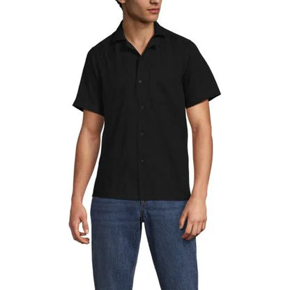 Men's Textured Camp Collar Shirt
