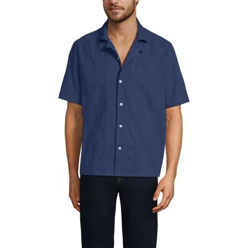 Men's Textured Camp Collar Shirt