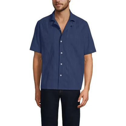 Men's Textured Camp Collar Shirt