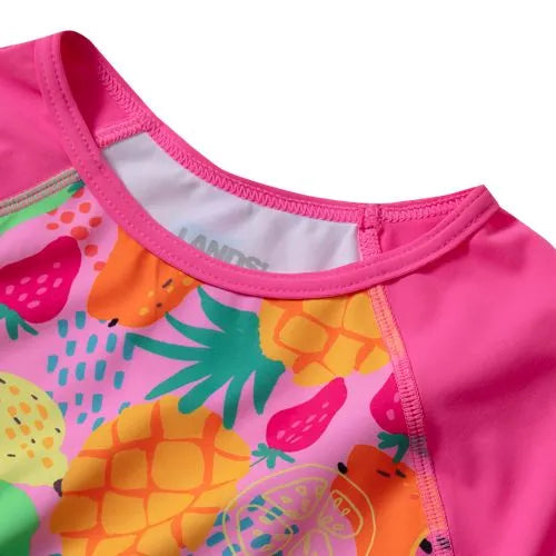Girls Chlorine Resistant Long Sleeve Rash Guard Bikini 3 Piece Swimsuit Set