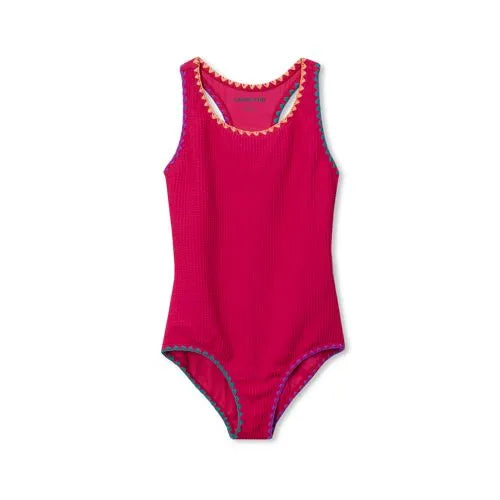 Girls Embroidered One Piece Swimsuit