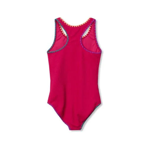 Girls Embroidered One Piece Swimsuit