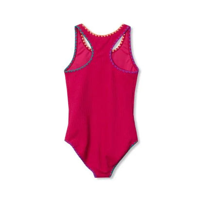 Girls Embroidered One Piece Swimsuit
