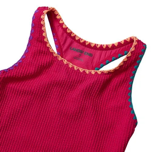 Girls Embroidered One Piece Swimsuit