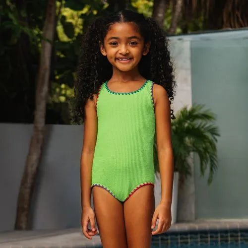 Girls Embroidered One Piece Swimsuit