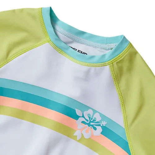 Girls Chlorine Resistant Short Sleeve Rash Guard 3 Piece Swimsuit Set