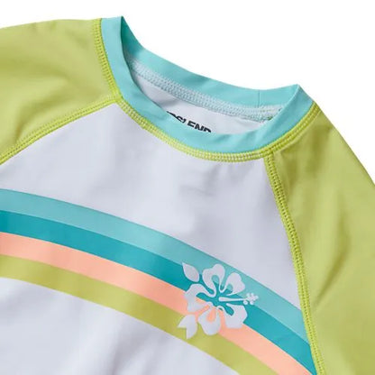 Girls Chlorine Resistant Short Sleeve Rash Guard 3 Piece Swimsuit Set