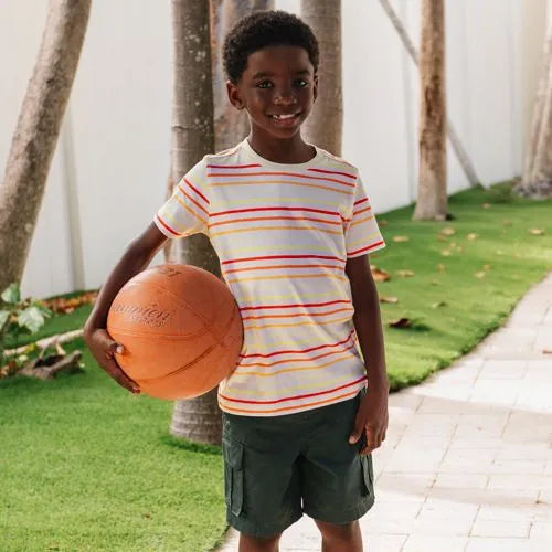 Boys Short Sleeve Stripe Crewneck Tee