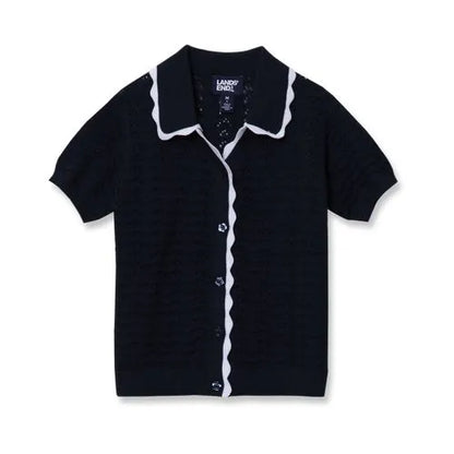 Girls Short Sleeve Collared Sweater
