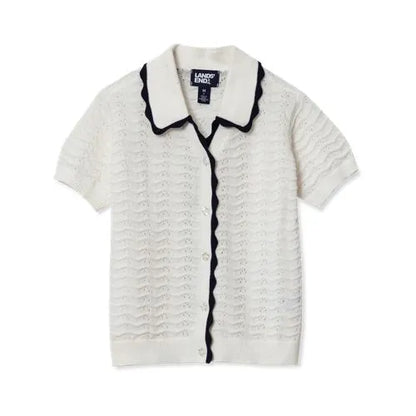Girls Short Sleeve Collared Sweater