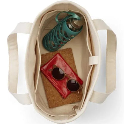 Medium Raffia Open Top Canvas Tote Bag