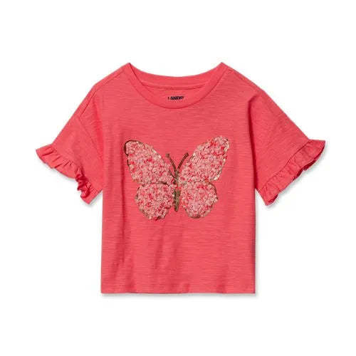 Girls Short Sleeve Ruffle Tee