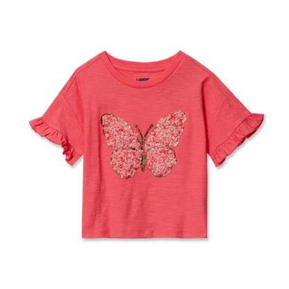 Girls Short Sleeve Ruffle Tee