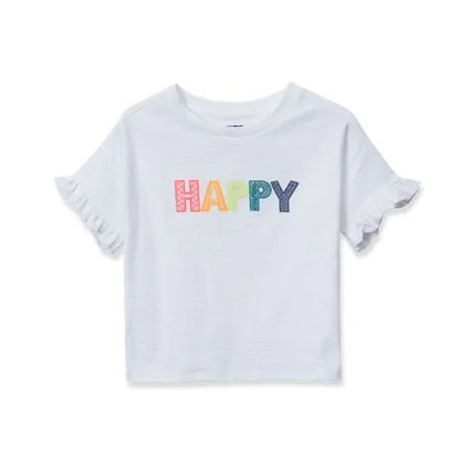 Girls Short Sleeve Ruffle Tee
