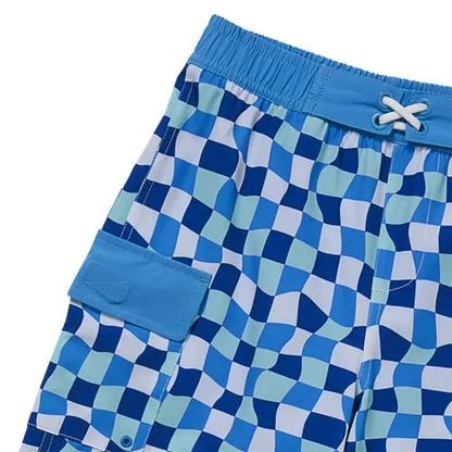 Boys Chlorine Resistant Stretch Printed Hydroliner Board Swim Trunks