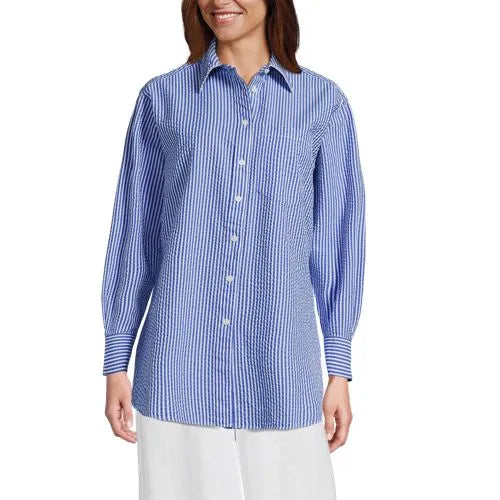 Women's Oversized Seersucker Shirt