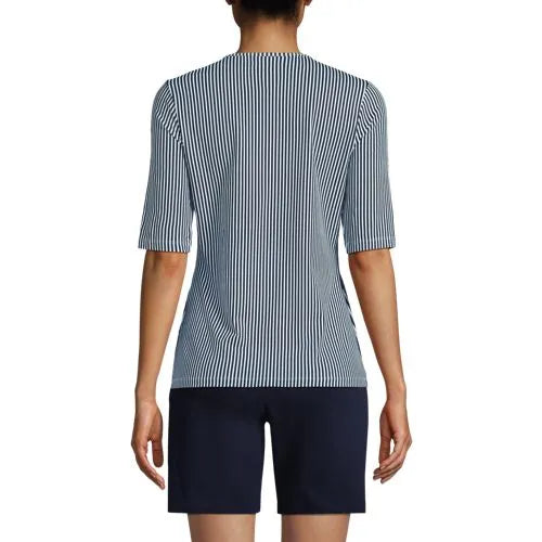 Women's Elbow Sleeve Crewneck Garden Tee- Sunshade UPF 50 Quick Dry
