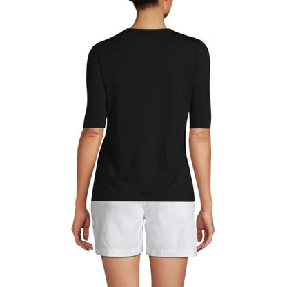 Women's Elbow Sleeve Crewneck Garden Tee- Sunshade UPF 50 Quick Dry