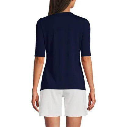 Women's Elbow Sleeve Crewneck Garden Tee- Sunshade UPF 50 Quick Dry