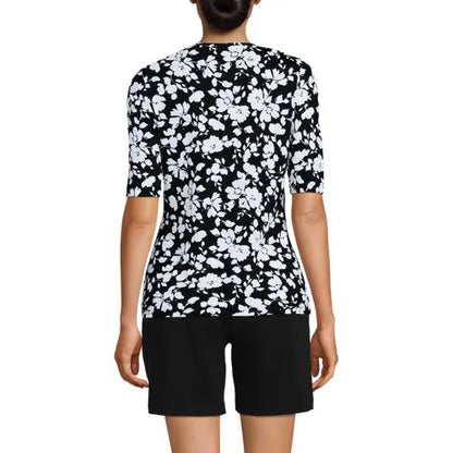 Women's Elbow Sleeve Crewneck Garden Tee- Sunshade UPF 50 Quick Dry