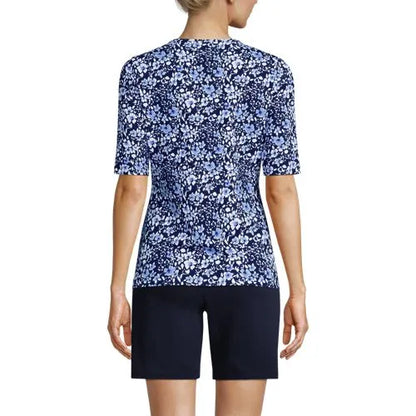 Women's Elbow Sleeve Crewneck Garden Tee- Sunshade UPF 50 Quick Dry